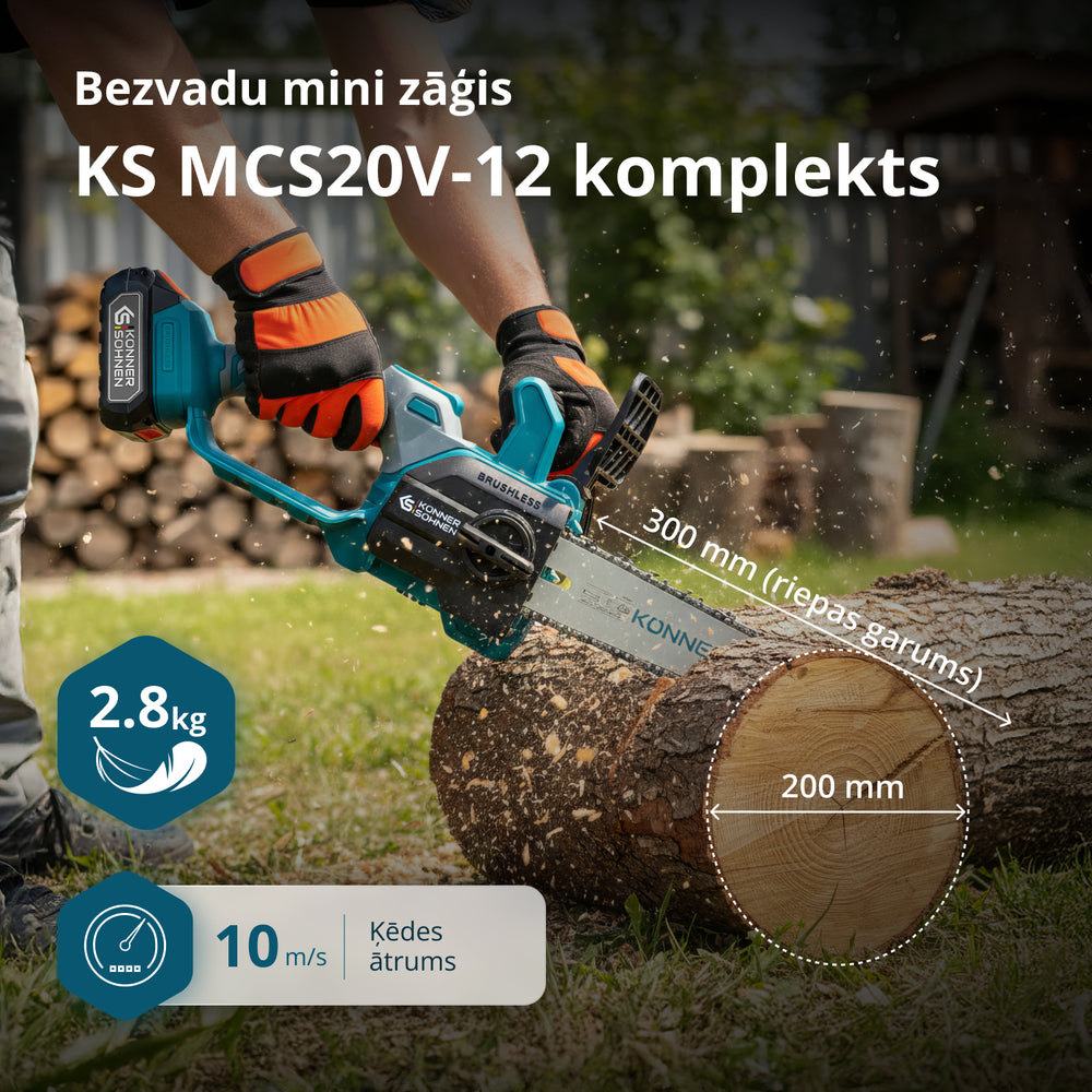 Bezvadu Mini Motorzāģis KS MCS20V-12 SET